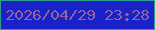 文字の大きさ：4、枠の色：2da08a、背景の色：1921c9、文字の色：8e669d 無料ブログパーツのブログ時計