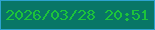 文字の大きさ：4、枠の色：2da2cf、背景の色：087666、文字の色：1cc33b 無料ブログパーツのブログ時計