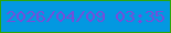 文字の大きさ：4、枠の色：2da609、背景の色：0398e1、文字の色：754eda 無料ブログパーツのブログ時計
