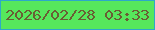 文字の大きさ：5、枠の色：2da8c9、背景の色：56e75c、文字の色：695e34 無料ブログパーツのブログ時計