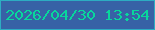 文字の大きさ：4、枠の色：2dadc2、背景の色：3762a6、文字の色：08d79c 無料ブログパーツのブログ時計