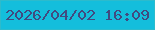 文字の大きさ：2、枠の色：2dbbcc、背景の色：14bedc、文字の色：414a80 無料ブログパーツのブログ時計