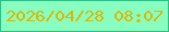 文字の大きさ：4、枠の色：2dbe85、背景の色：88fdbf、文字の色：dab702 無料ブログパーツのブログ時計