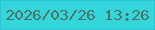 文字の大きさ：4、枠の色：2dc2d6、背景の色：34d6dc、文字の色：4c7269 無料ブログパーツのブログ時計