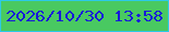文字の大きさ：4、枠の色：2dc9e7、背景の色：49c961、文字の色：1719da 無料ブログパーツのブログ時計
