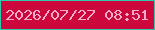 文字の大きさ：1、枠の色：2dcaac、背景の色：cb073b、文字の色：f7abc9 無料ブログパーツのブログ時計