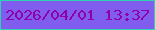 文字の大きさ：3、枠の色：2dd2af、背景の色：805cef、文字の色：9000a7 無料ブログパーツのブログ時計
