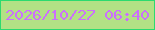 文字の大きさ：5、枠の色：2dda6f、背景の色：b3e185、文字の色：cb6ffd 無料ブログパーツのブログ時計