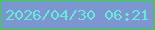 文字の大きさ：2、枠の色：2ddc30、背景の色：7c97d0、文字の色：68eada 無料ブログパーツのブログ時計