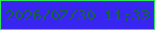 文字の大きさ：3、枠の色：2de653、背景の色：3825f0、文字の色：11663b 無料ブログパーツのブログ時計