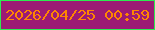 文字の大きさ：4、枠の色：2dea50、背景の色：9c1a74、文字の色：fe8601 無料ブログパーツのブログ時計