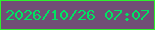 文字の大きさ：1、枠の色：2df12e、背景の色：714e76、文字の色：00e462 無料ブログパーツのブログ時計