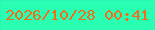 文字の大きさ：1、枠の色：2df4b7、背景の色：29feb3、文字の色：ef6d1c 無料ブログパーツのブログ時計