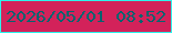 文字の大きさ：4、枠の色：2df4ec、背景の色：d3225a、文字の色：03646f 無料ブログパーツのブログ時計