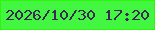 文字の大きさ：5、枠の色：2df608、背景の色：43f642、文字の色：3c2954 無料ブログパーツのブログ時計