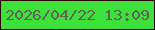 文字の大きさ：3、枠の色：2e0307、背景の色：3ce23a、文字の色：606356 無料ブログパーツのブログ時計