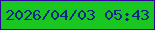 文字の大きさ：1、枠の色：2e049c、背景の色：1ac720、文字の色：062988 無料ブログパーツのブログ時計