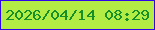 文字の大きさ：1、枠の色：2e06e7、背景の色：b4ec46、文字の色：159028 無料ブログパーツのブログ時計