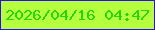 文字の大きさ：4、枠の色：2e0bf6、背景の色：b6ff3f、文字の色：29d40d 無料ブログパーツのブログ時計