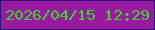 文字の大きさ：1、枠の色：2e0f7c、背景の色：9919a1、文字の色：3cd52b 無料ブログパーツのブログ時計