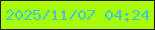 文字の大きさ：3、枠の色：2e111c、背景の色：a7fc07、文字の色：3fc8cf 無料ブログパーツのブログ時計