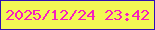 文字の大きさ：1、枠の色：2e11b4、背景の色：f2f854、文字の色：f71ebd 無料ブログパーツのブログ時計