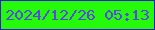 文字の大きさ：3、枠の色：2e18d6、背景の色：24fa0a、文字の色：5947e4 無料ブログパーツのブログ時計