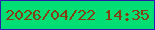 文字の大きさ：4、枠の色：2e19ae、背景の色：01de73、文字の色：853e14 無料ブログパーツのブログ時計