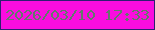 文字の大きさ：4、枠の色：2e1f71、背景の色：fa0ddf、文字の色：63796c 無料ブログパーツのブログ時計