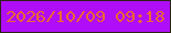 文字の大きさ：5、枠の色：2e2215、背景の色：b00ef8、文字の色：ed6633 無料ブログパーツのブログ時計
