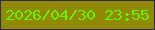 文字の大きさ：3、枠の色：2e2f4e、背景の色：8f8904、文字の色：69f303 無料ブログパーツのブログ時計