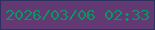 文字の大きさ：4、枠の色：2e305d、背景の色：633974、文字の色：099661 無料ブログパーツのブログ時計