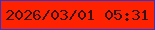 文字の大きさ：3、枠の色：2e37cc、背景の色：fe2201、文字の色：3a1115 無料ブログパーツのブログ時計