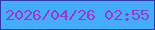 文字の大きさ：5、枠の色：2e3aa5、背景の色：43adfc、文字の色：9e37c6 無料ブログパーツのブログ時計