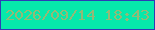 文字の大きさ：3、枠の色：2e3bb6、背景の色：06e9ab、文字の色：94b976 無料ブログパーツのブログ時計