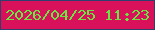 文字の大きさ：3、枠の色：2e3e6d、背景の色：d9115a、文字の色：69e642 無料ブログパーツのブログ時計