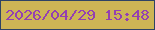 文字の大きさ：4、枠の色：2e4365、背景の色：cdb555、文字の色：9440b2 無料ブログパーツのブログ時計