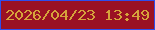 文字の大きさ：4、枠の色：2e4eeb、背景の色：9a1123、文字の色：d5a33b 無料ブログパーツのブログ時計