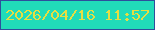 文字の大きさ：4、枠の色：2e4f9c、背景の色：21dcb9、文字の色：e7de42 無料ブログパーツのブログ時計