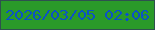 文字の大きさ：2、枠の色：2e514e、背景の色：2a9a29、文字の色：0b51c7 無料ブログパーツのブログ時計