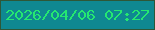 文字の大きさ：2、枠の色：2e5737、背景の色：0f8891、文字の色：25e771 無料ブログパーツのブログ時計