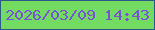 文字の大きさ：3、枠の色：2e588a、背景の色：73db61、文字の色：7754d3 無料ブログパーツのブログ時計