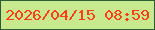 文字の大きさ：4、枠の色：2e5e38、背景の色：c9e98e、文字の色：fe3f19 無料ブログパーツのブログ時計