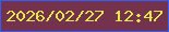 文字の大きさ：4、枠の色：2e5efd、背景の色：74324d、文字の色：e2e94d 無料ブログパーツのブログ時計