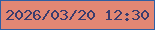 文字の大きさ：5、枠の色：2e5fa3、背景の色：e28774、文字の色：3b3c6d 無料ブログパーツのブログ時計