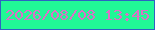 文字の大きさ：5、枠の色：2e62c2、背景の色：21f896、文字の色：db71c7 無料ブログパーツのブログ時計