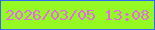 文字の大きさ：1、枠の色：2e6bf9、背景の色：95fa24、文字の色：e669ea 無料ブログパーツのブログ時計