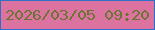 文字の大きさ：3、枠の色：2e6fc7、背景の色：db729f、文字の色：6c7434 無料ブログパーツのブログ時計