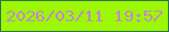 文字の大きさ：4、枠の色：2e7253、背景の色：9df702、文字の色：c387ce 無料ブログパーツのブログ時計