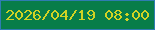 文字の大きさ：5、枠の色：2e7cb2、背景の色：077d49、文字の色：d1d324 無料ブログパーツのブログ時計